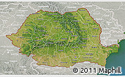 Satellite 3D Map of Romania, lighten, semi-desaturated, land only