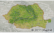 Satellite 3D Map of Romania, lighten, semi-desaturated
