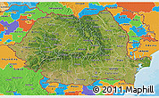 Satellite 3D Map of Romania, political outside