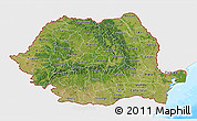 Satellite 3D Map of Romania, single color outside, bathymetry sea