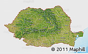 Satellite 3D Map of Romania, single color outside, shaded relief sea