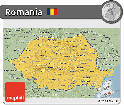 Savanna Style 3D Map of Romania