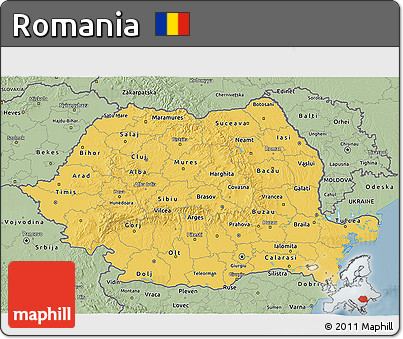 Savanna Style 3D Map of Romania