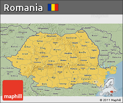 Savanna Style 3D Map of Romania