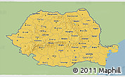 Savanna Style 3D Map of Romania, single color outside