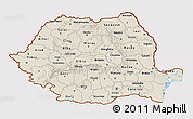 Shaded Relief 3D Map of Romania, cropped outside