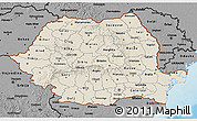 Shaded Relief 3D Map of Romania, darken, desaturated, land only