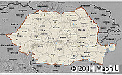 Shaded Relief 3D Map of Romania, darken, desaturated