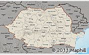 Shaded Relief 3D Map of Romania, darken, semi-desaturated, land only