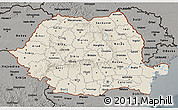 Shaded Relief 3D Map of Romania, darken, semi-desaturated