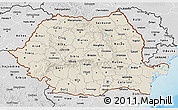 Shaded Relief 3D Map of Romania, desaturated, land only