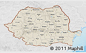 Shaded Relief 3D Map of Romania, lighten, desaturated, land only