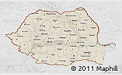 Shaded Relief 3D Map of Romania, lighten, desaturated
