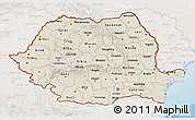 Shaded Relief 3D Map of Romania, lighten, land only