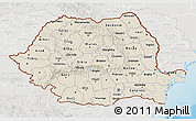 Shaded Relief 3D Map of Romania, lighten, semi-desaturated, land only