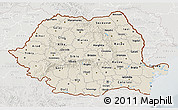 Shaded Relief 3D Map of Romania, lighten, semi-desaturated