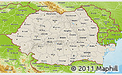 Shaded Relief 3D Map of Romania, physical outside
