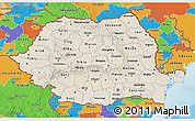 Shaded Relief 3D Map of Romania, political outside, shaded relief sea