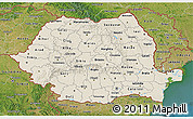 Shaded Relief 3D Map of Romania, satellite outside