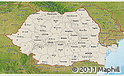 Shaded Relief 3D Map of Romania, satellite outside, shaded relief sea