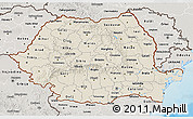 Shaded Relief 3D Map of Romania, semi-desaturated, land only