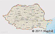 Shaded Relief 3D Map of Romania, single color outside, bathymetry sea, shaded relief sea