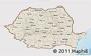 Shaded Relief 3D Map of Romania, single color outside
