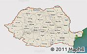 Shaded Relief 3D Map of Romania, single color outside, satellite sea