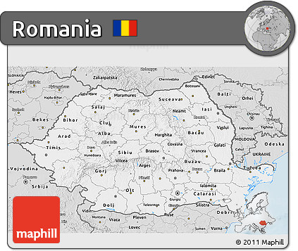 Silver Style 3D Map of Romania