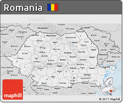 Silver Style 3D Map of Romania