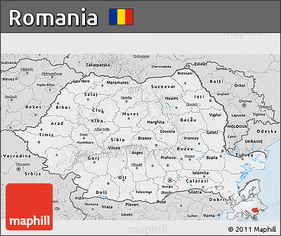 Silver Style 3D Map of Romania