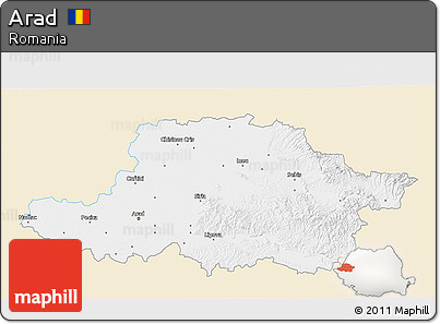 Classic Style 3D Map of Arad, single color outside