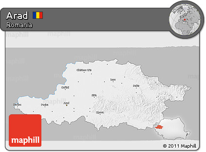 Gray 3D Map of Arad, single color outside