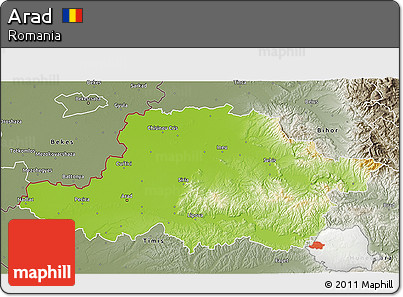 Physical 3D Map of Arad, semi-desaturated