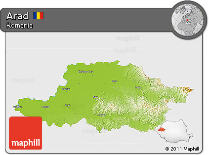 Physical 3D Map of Arad, single color outside