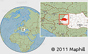 Savanna Style Location Map of Arad, highlighted country, hill shading