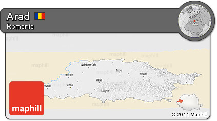 Classic Style Panoramic Map of Arad, single color outside