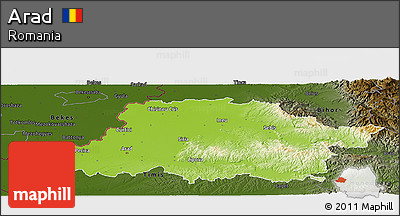 Physical Panoramic Map of Arad, darken