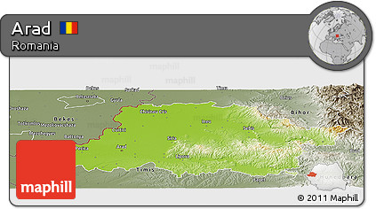 Physical Panoramic Map of Arad, semi-desaturated