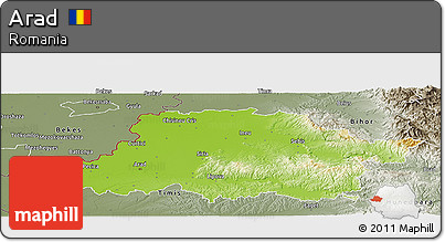 Physical Panoramic Map of Arad, semi-desaturated