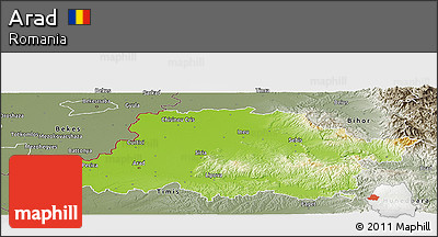 Physical Panoramic Map of Arad, semi-desaturated
