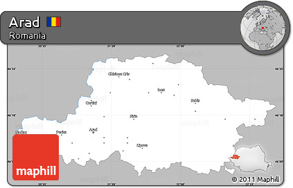 Gray Simple Map of Arad, single color outside