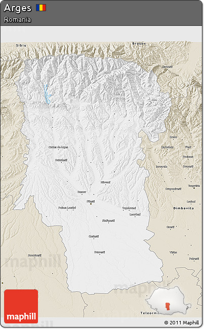 Classic Style 3D Map of Arges