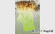 Physical 3D Map of Arges, semi-desaturated