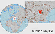 Gray Location Map of Arges, hill shading