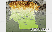 Physical Panoramic Map of Arges, darken, semi-desaturated