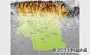 Physical Panoramic Map of Arges, desaturated