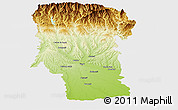 Physical Panoramic Map of Arges, single color outside