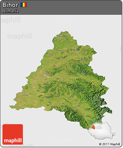 Satellite 3D Map of Bihor, single color outside
