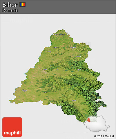 Satellite 3D Map of Bihor, single color outside